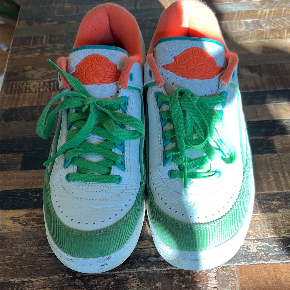Air Jordan 2 retro “Titan” Sneakers in Green, White, and Orange